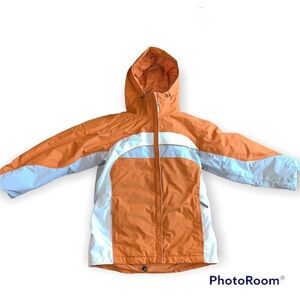Columbia Orange & White Fleece Lined Hooded Coat size Small